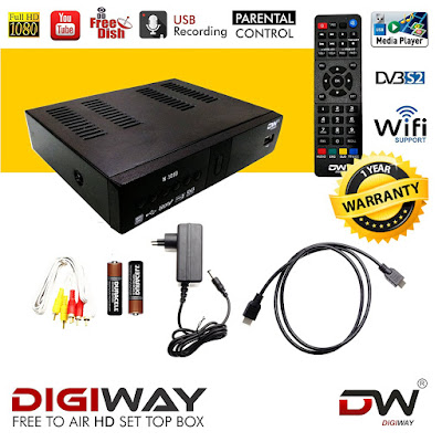 Digiway DW03 Free to Air DVB-S2 MPEG-4 FullHD Set-Top Box with YouTube, USB and Wifi