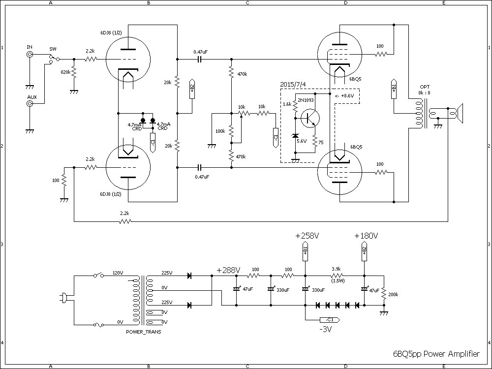 Audio Electronics (DC amplifier series, etc.) : 6BQ5pp DC Power amp.