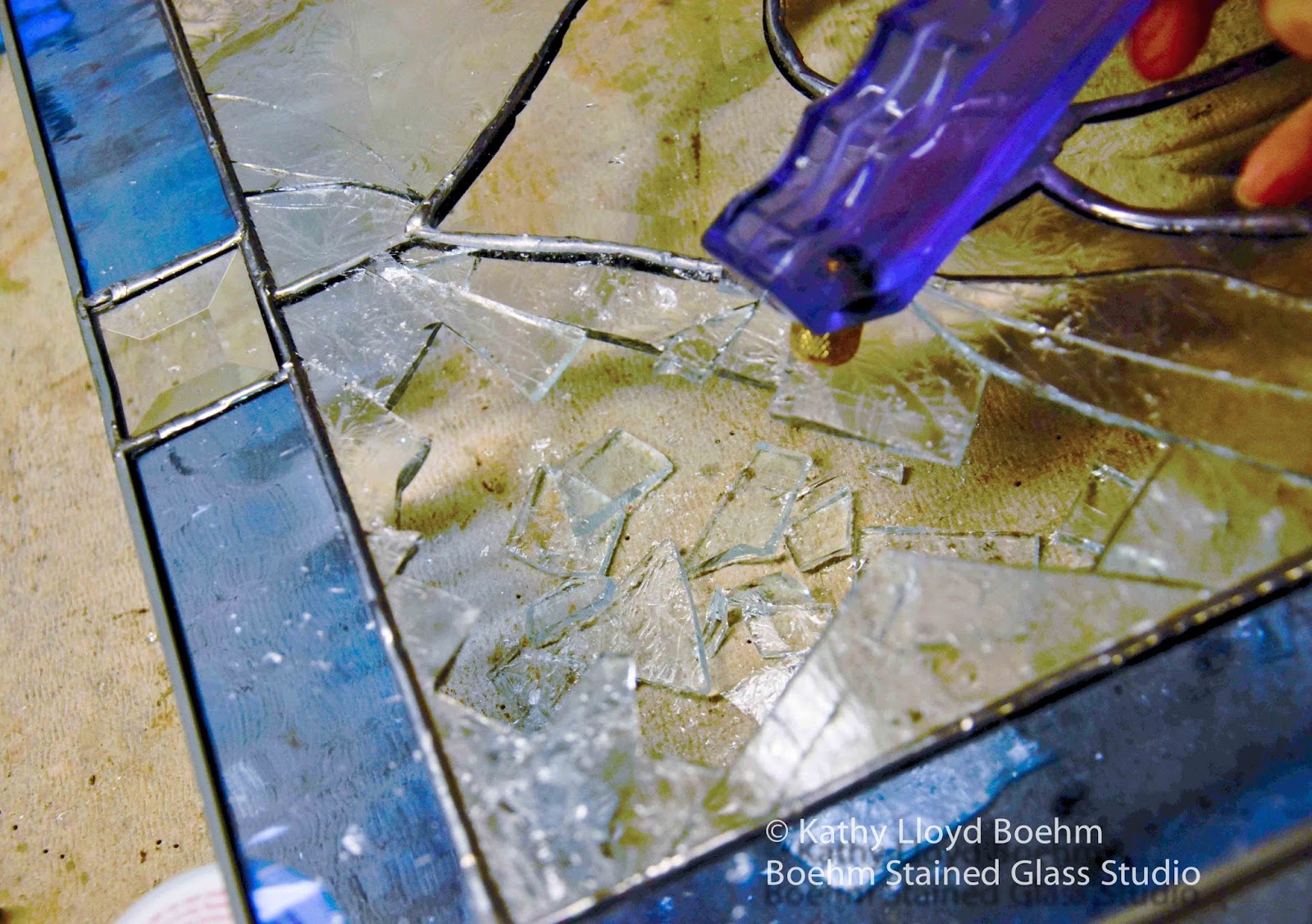 Boehm Stained Glass Blog Glue Chip Glass panel Repair