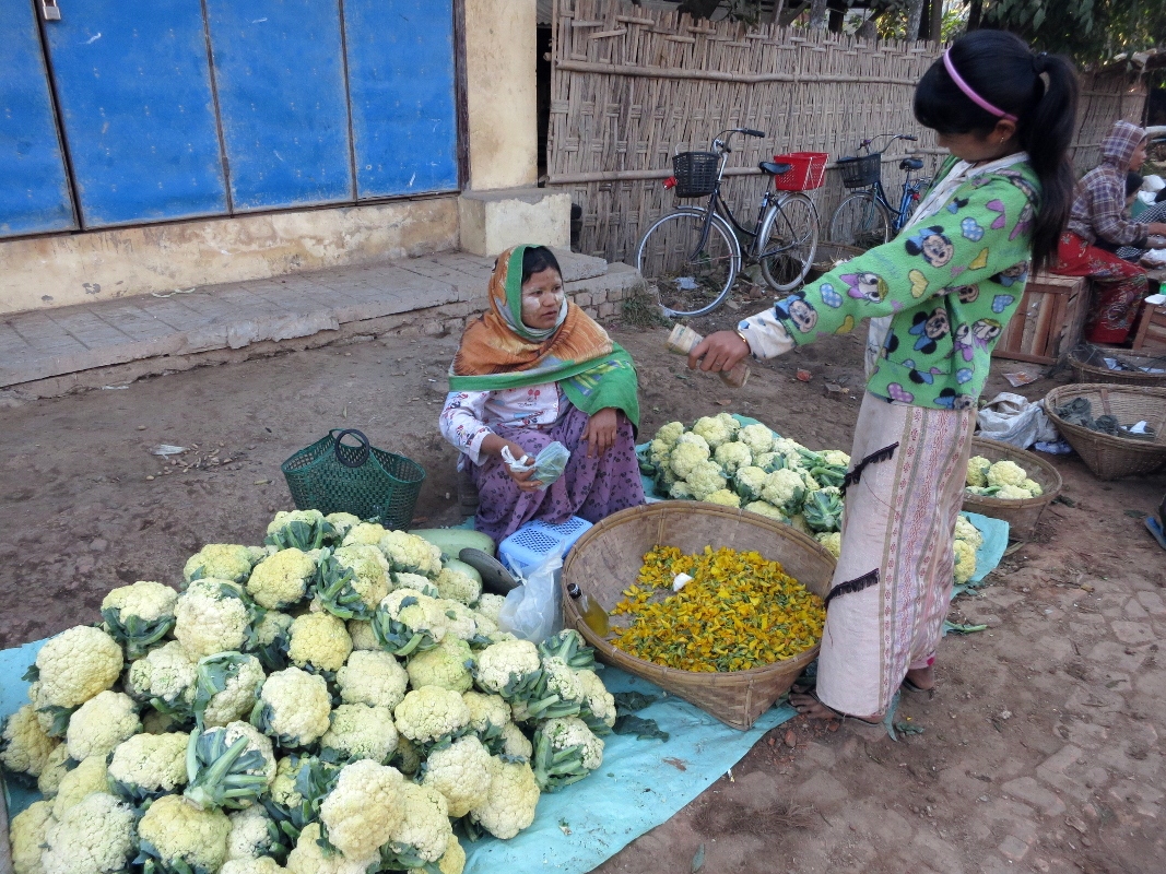 Morning market in Mrauk-U, Myanmar
