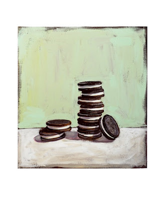 painting of a stack of double stuff oreo cookies by jeanne vadeboncoeur