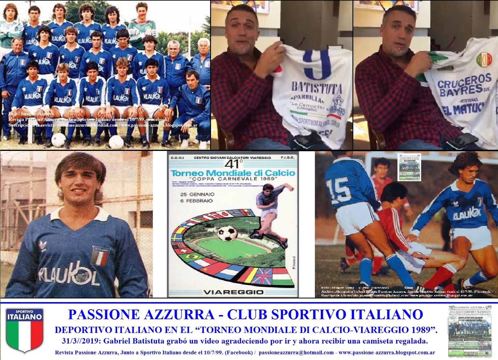 Revista Passione Azzurra-Junto al Sportivo Italiano desde el 10/7/1999 -  7/5/2020: SPORTIVO ITALIANO CUMPLIÓ 65 AÑOS DESDE SU FUNDACIÓN EN 1955.  TANTI AUGURI !!! REVISTA PASSIONE AZZURRA HACE OTRO HOMENAJE ! Ciao