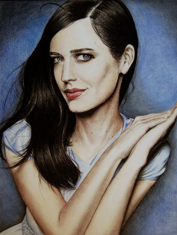 Eva Green Color Pencil Drawing By Valentina Zou