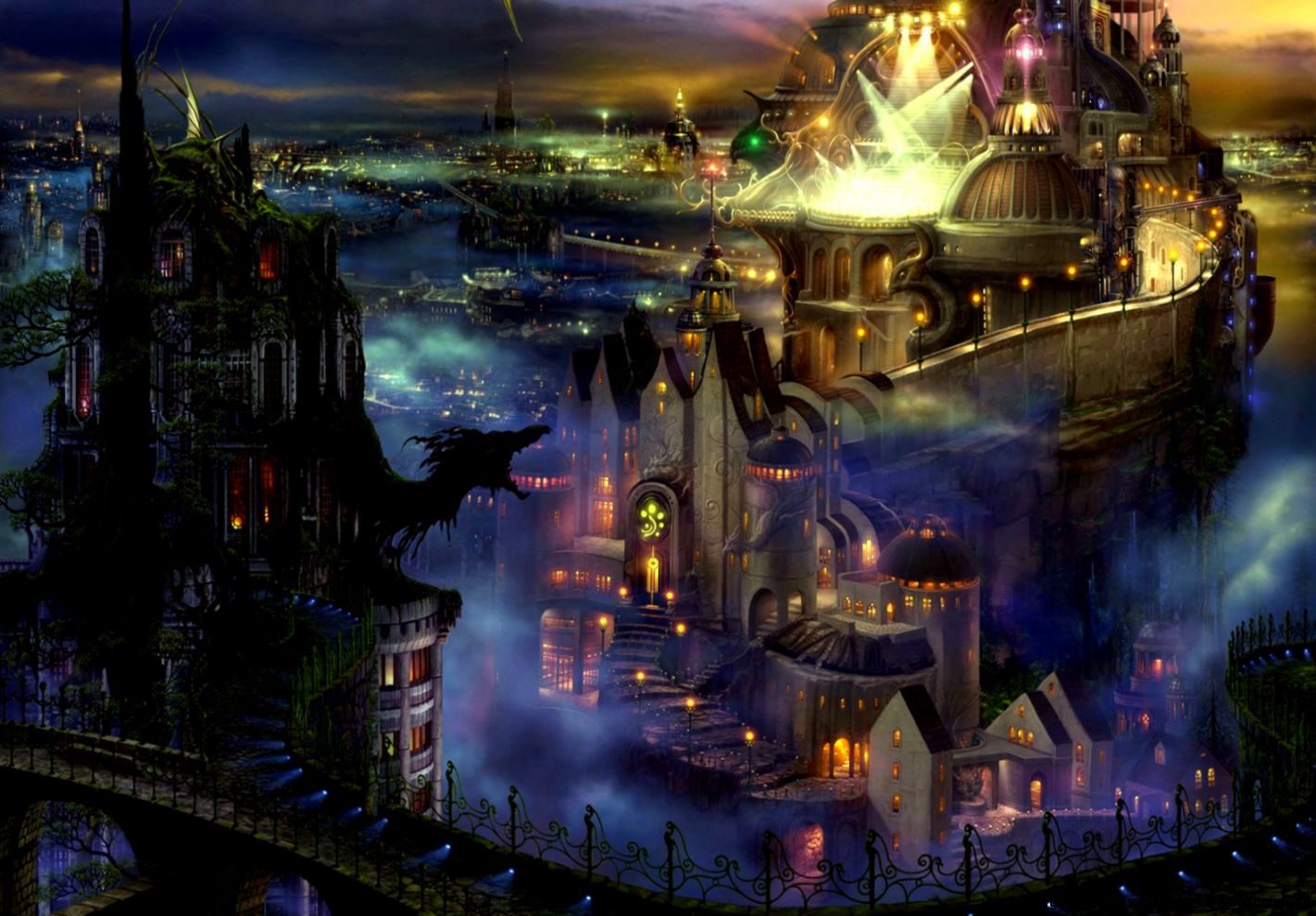 Dreamy Fantasy Destruction Buildings Skeletons Artwork Wallpaper
