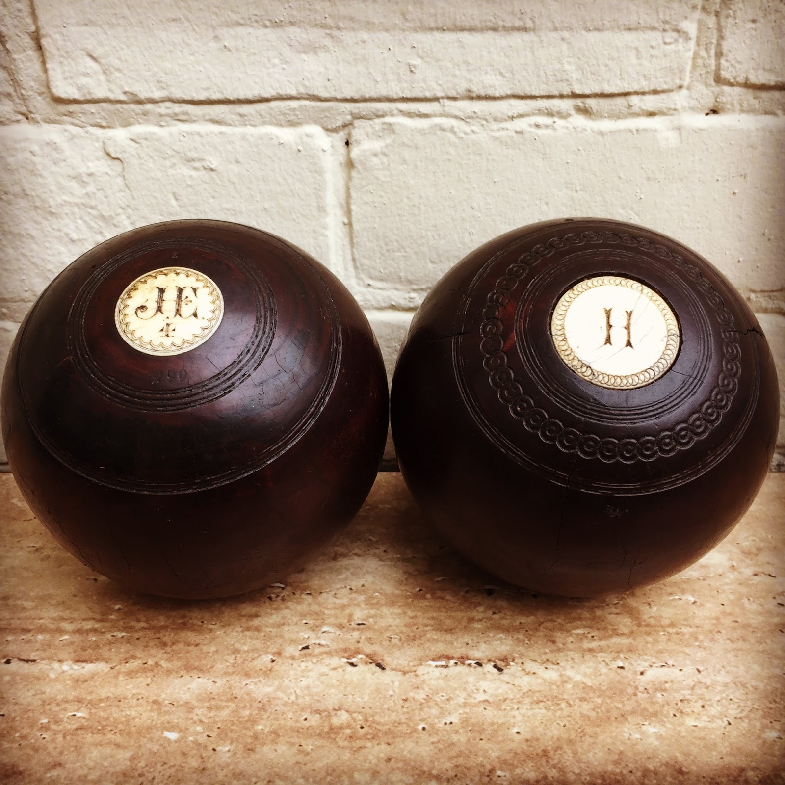 Era Antiques Two Handsome Antique (19001920s) Lawn Bowling Bowls
