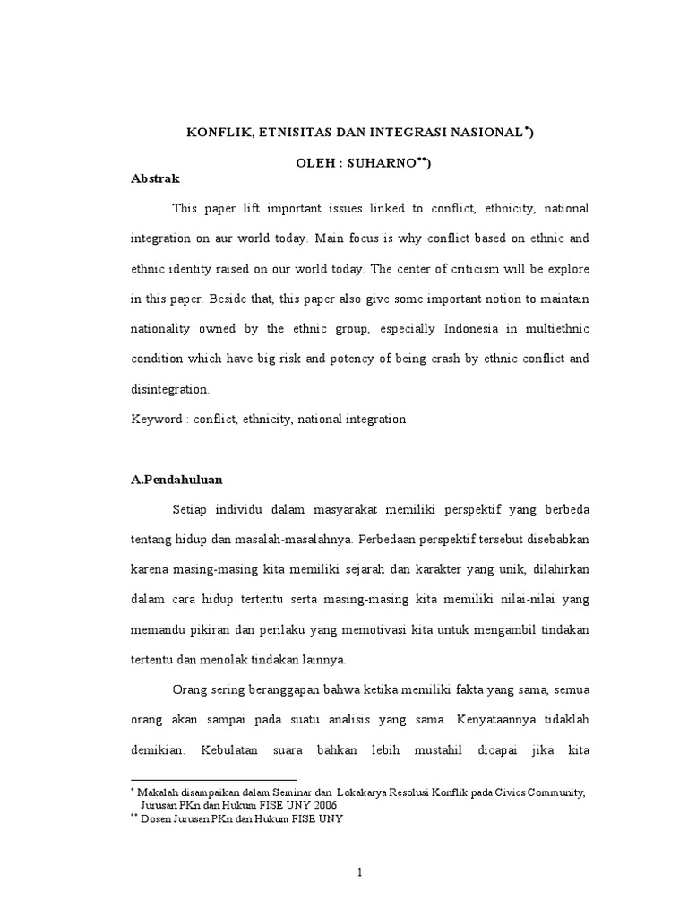 Makalah Integrasi Nasional Dalam Bingkai Bhinneka Tunggal
