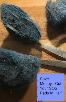 Cut Your SOS Pads in half-Vickie's Kitchen and Garden