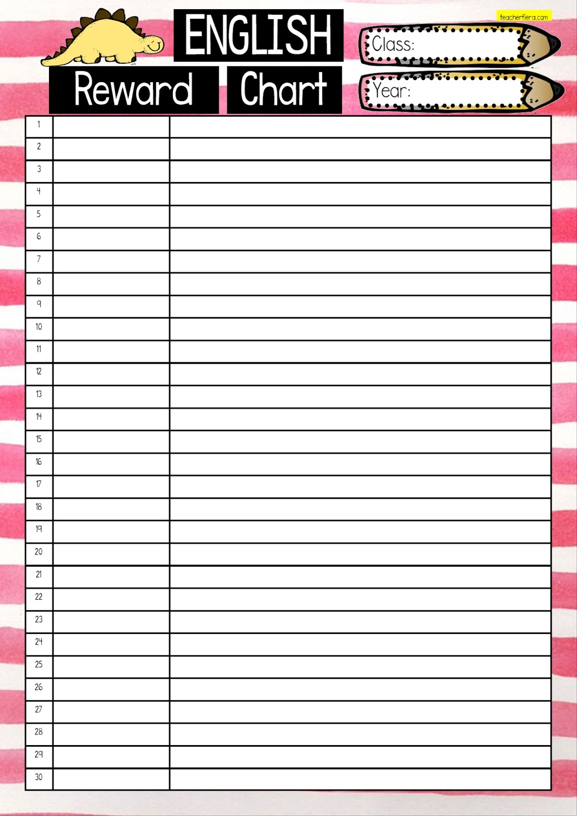 ENGLISH REWARD CHART