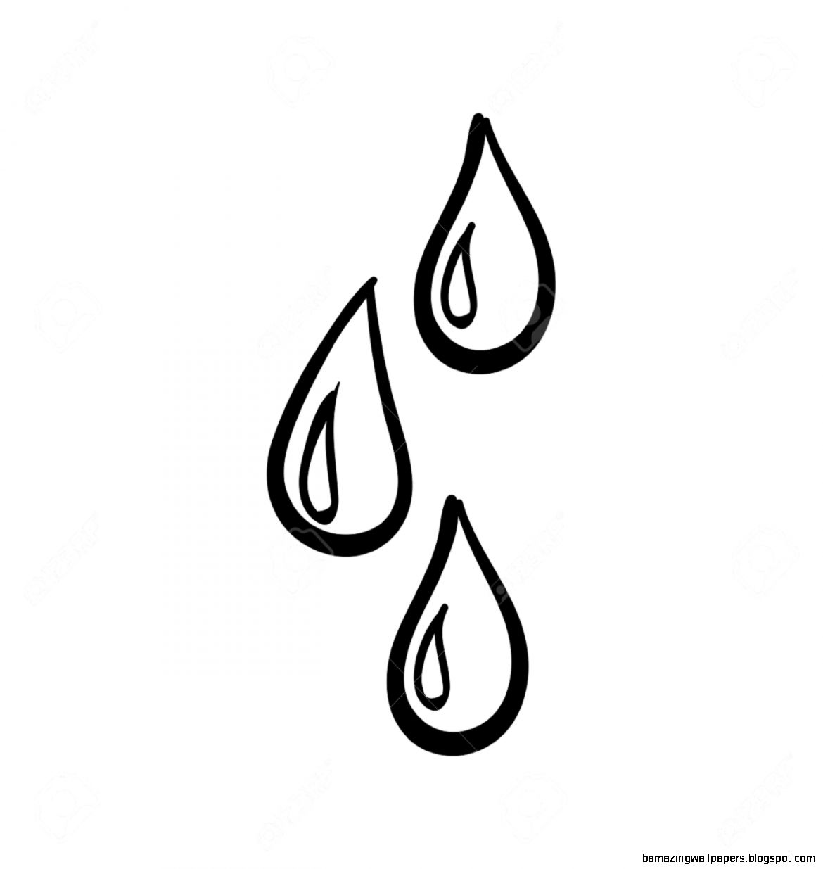 Vector Hand Drawn Water Drops Black Sketch On White Background