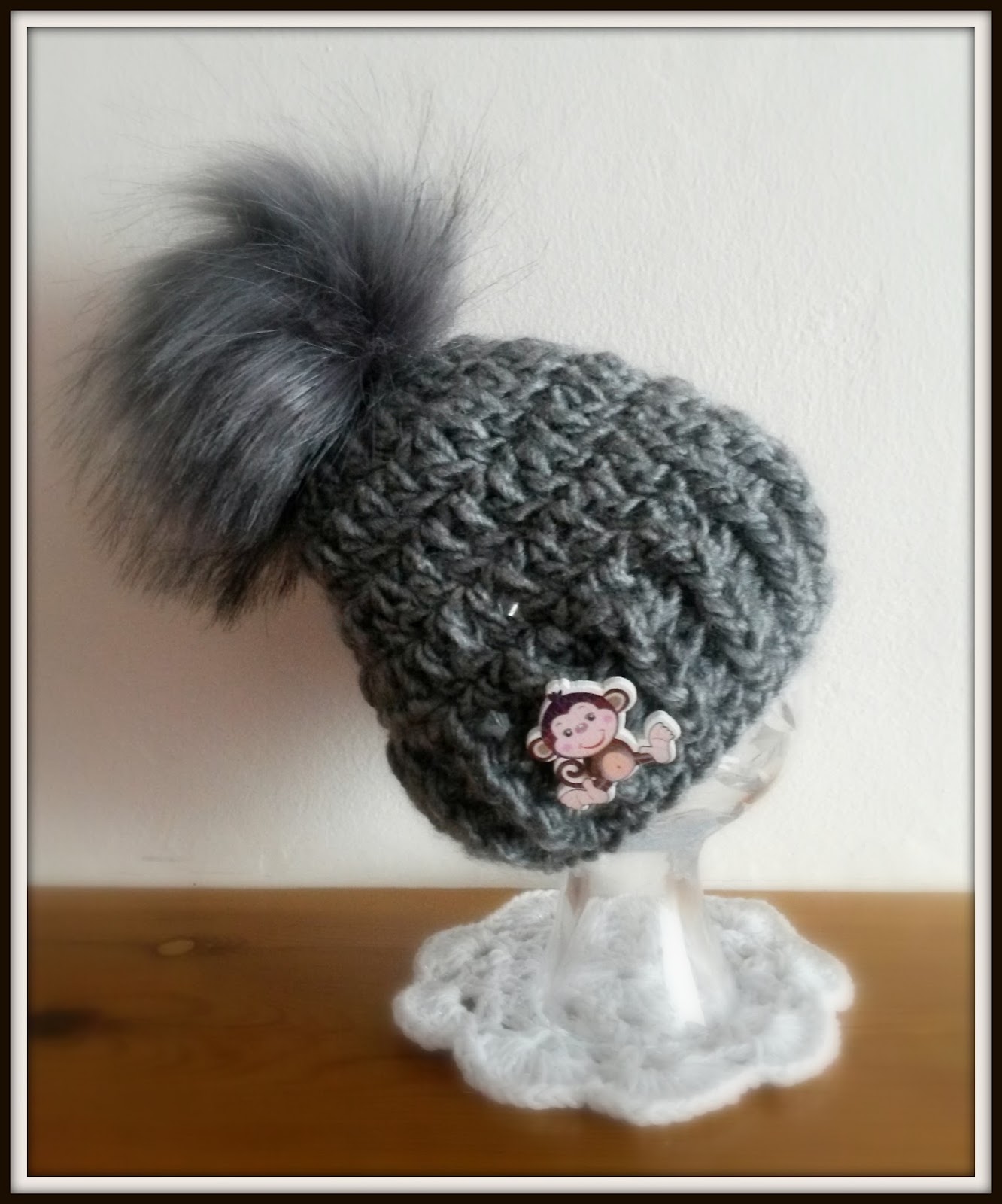 Handmade Little cream fur pom pom baby photo prop Hat size newborn eBay