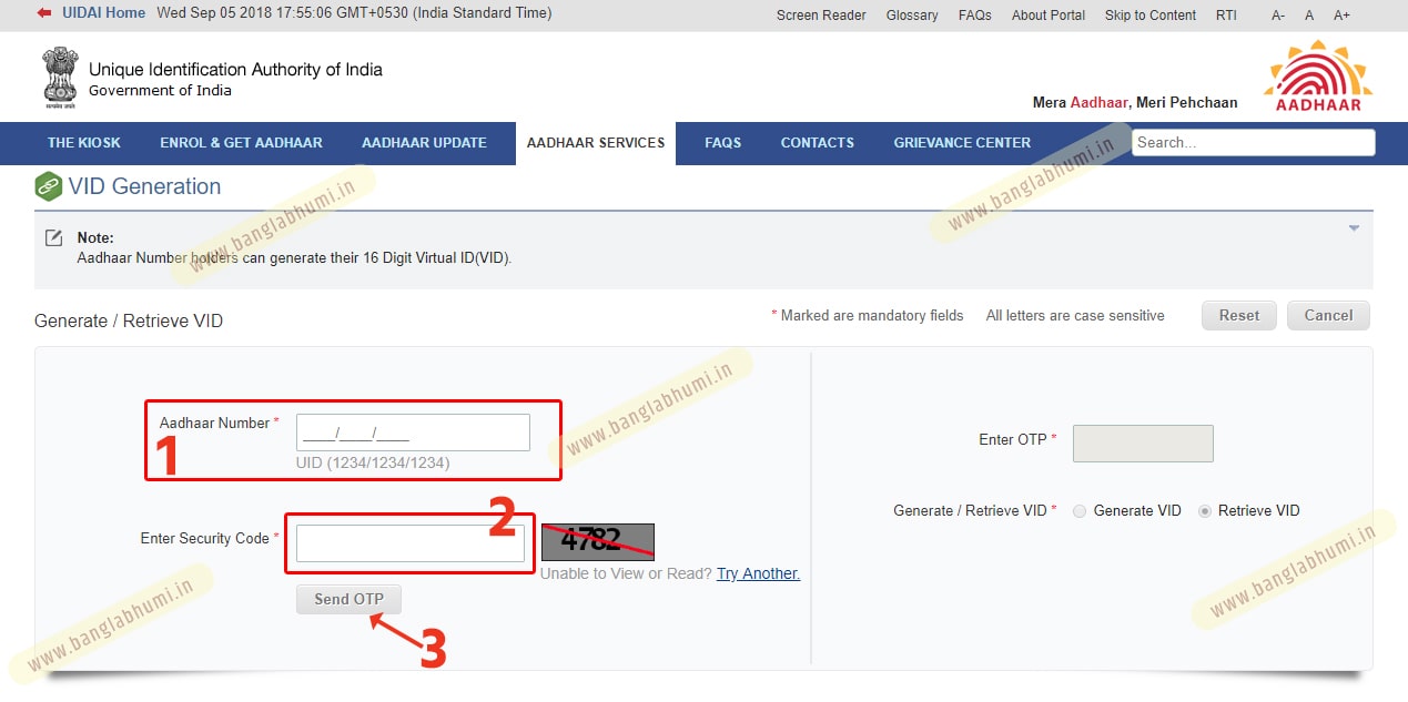 Virtual Aadhaar ID Making in West Bengal