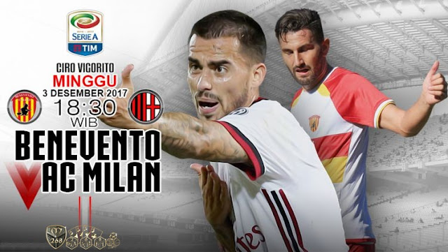 Prediksi Bola : Benevento Vs AC Milan , Minggu 03 Desember 2017 Pukul 18.30 WIB