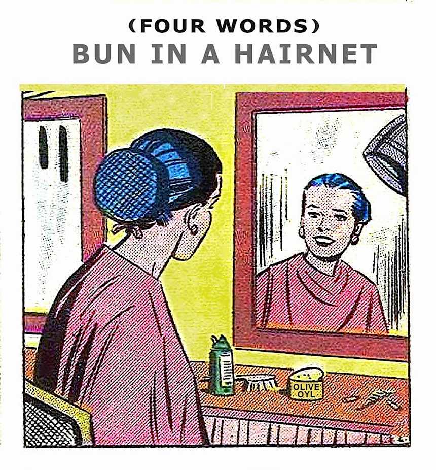 Olive Oyl Olive Oyl bun in a hairnet