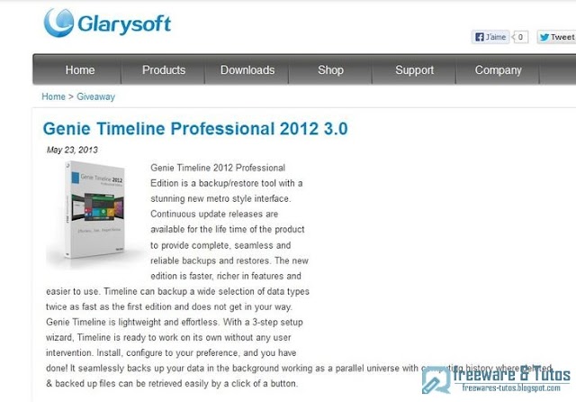 Offre promotionnelle : Genie Timeline Professional 2012 gratuit !