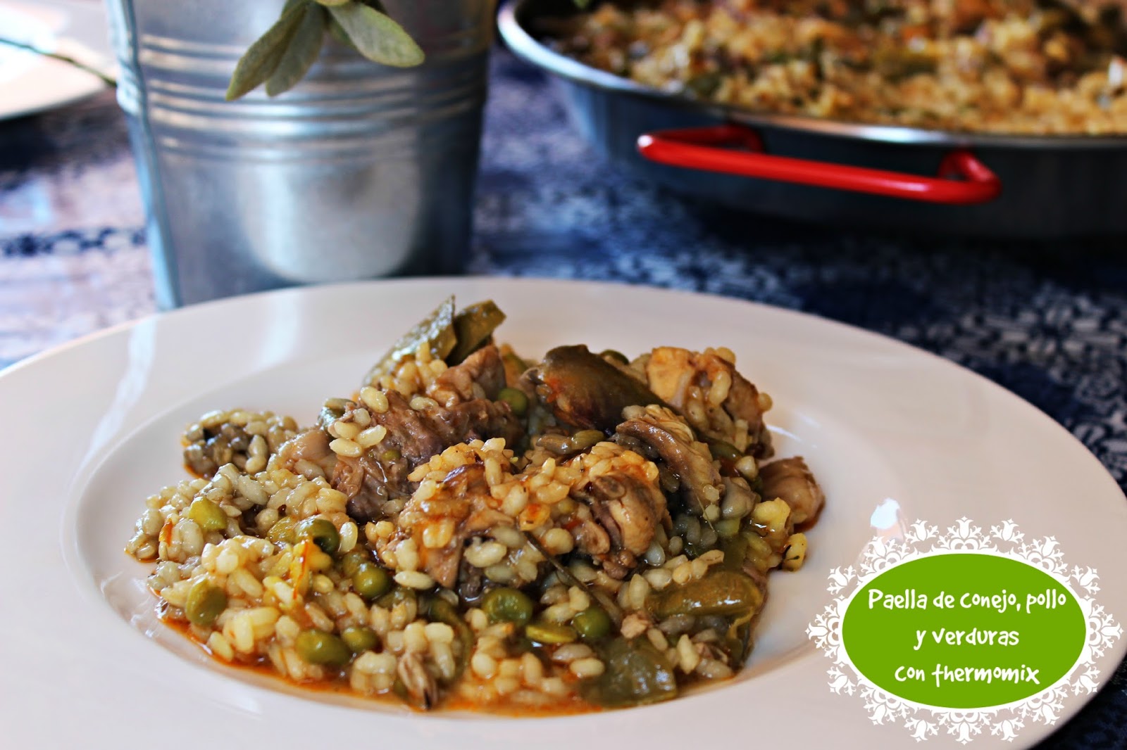 PAELLA DE POLLO, CONEJO Y VERDURAS CON THERMOMIX Y AL HORNO