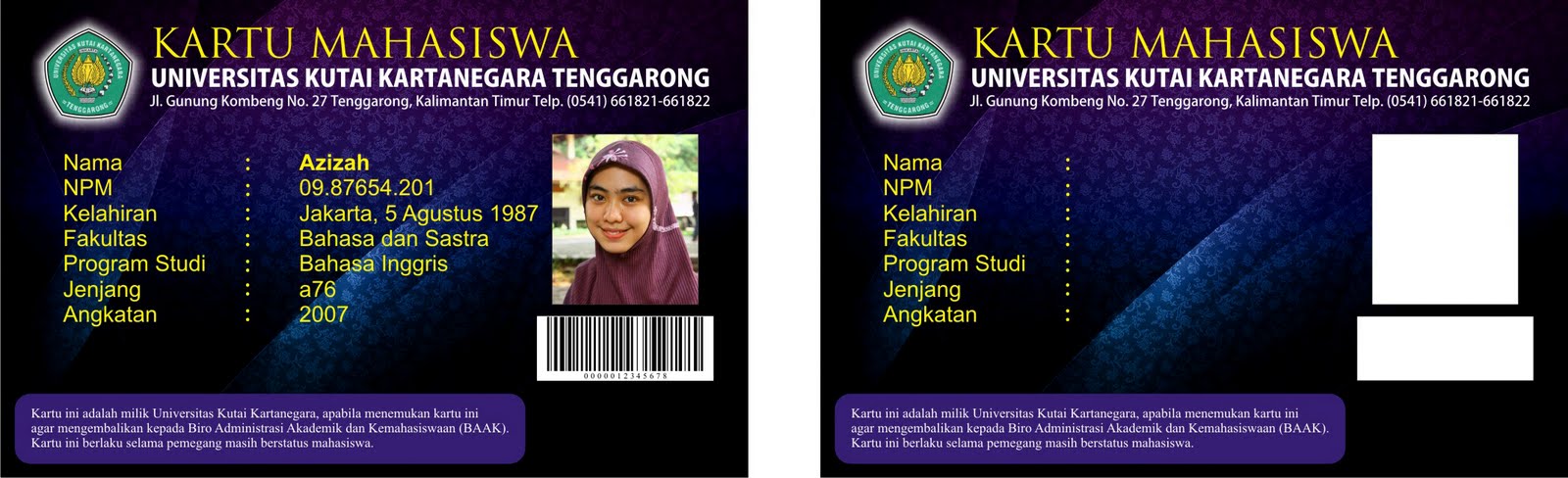 desain desain Desain Kartu Mahasiswa dan Kartu Pegawai
