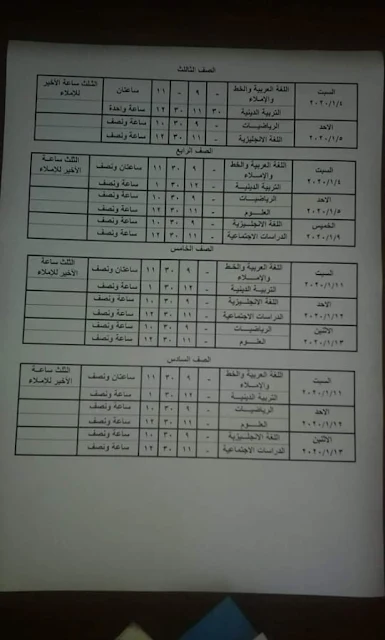 جدول امتحانات محافظة القاهرة 2020 الترم الأول