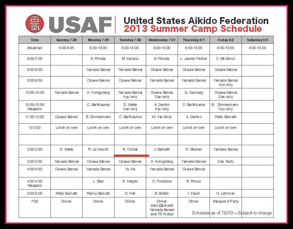 USAF Summer Camp 2013. Ricardo Corbal Sensei dictando una clase