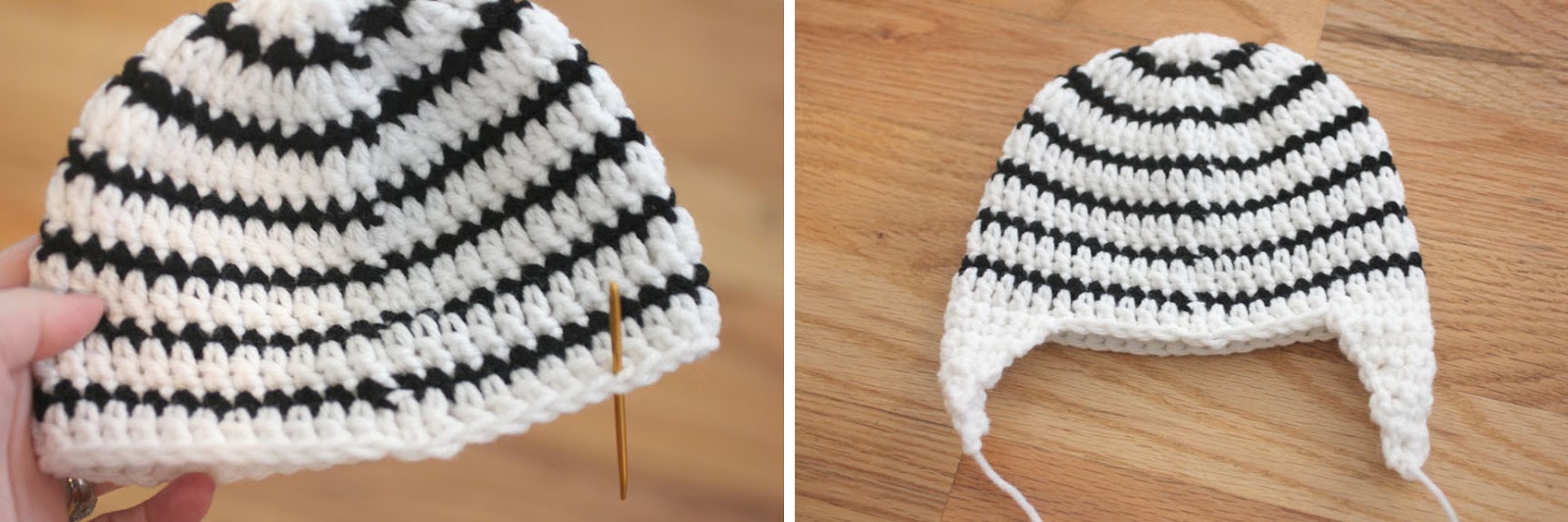 crochet zebra hat