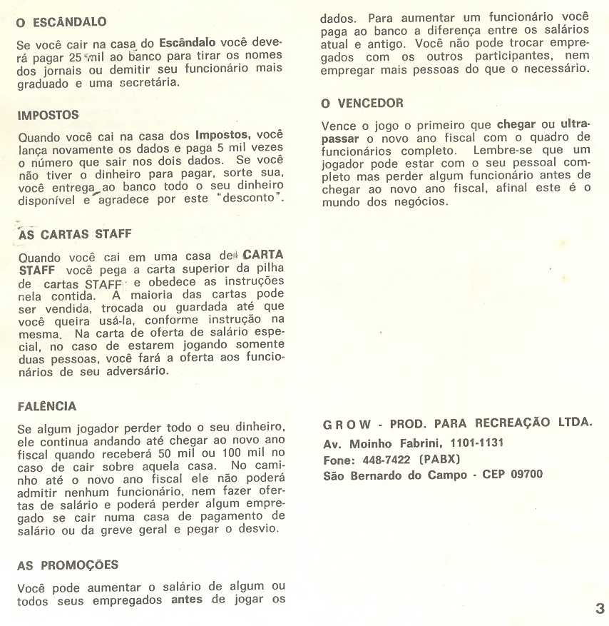 Regras do Jogo de Tabuleiro Staff da Grow O Vale do Ribeira Regras do Jogo de Tabuleiro Staff da Grow O Vale do Ribeira
