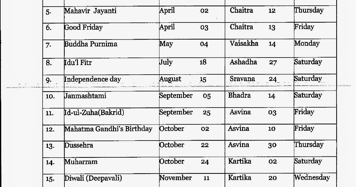 Bangalore Press Calendar 2014 Holiday List Pdf