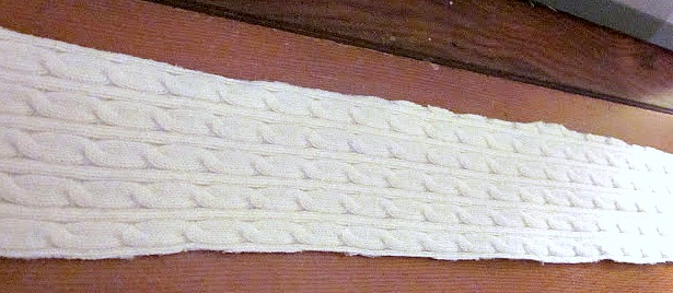 Cut strip of sweater