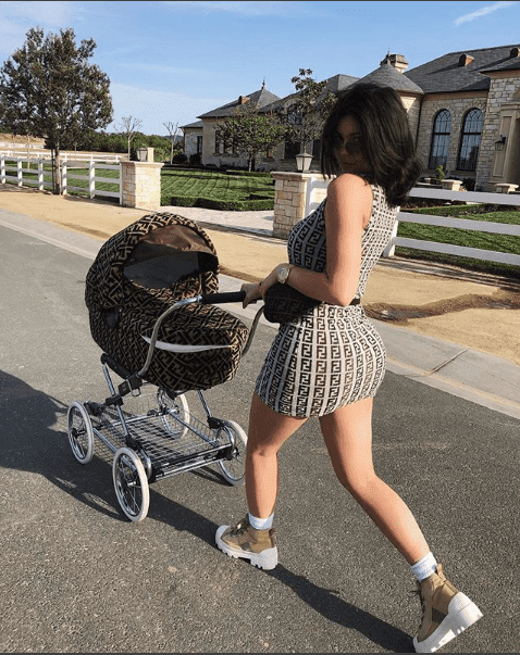 Luxury Makeup  Kylie Jenner And Stormi Out For A Stroll wearing Fendi Gear & Makeup look