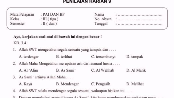 Kisi Kisi Soal Kelas 3 Sd Semester 2 Temukan Jawab