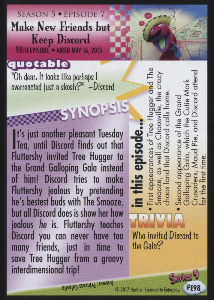 MLP Make New Friends But Keep Discord Trading Cards MLP Merch