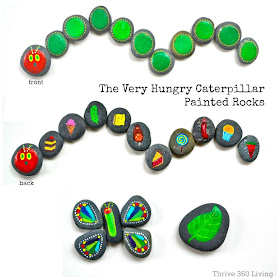 The Very Hungry Caterpillar activity for kids - painted rocks