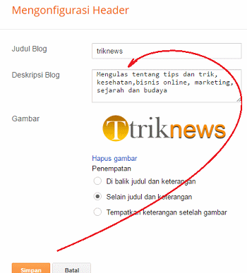 Cara mengaktifkan meta Deskripsi blog