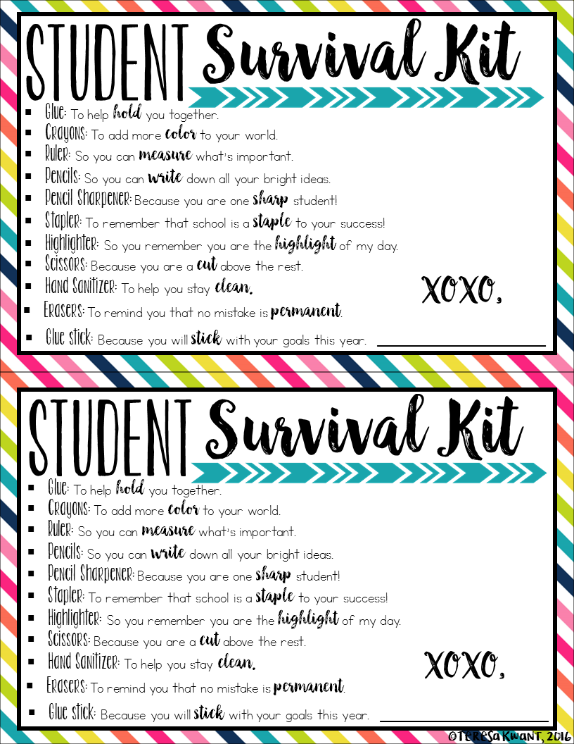 High School Survival Kit List