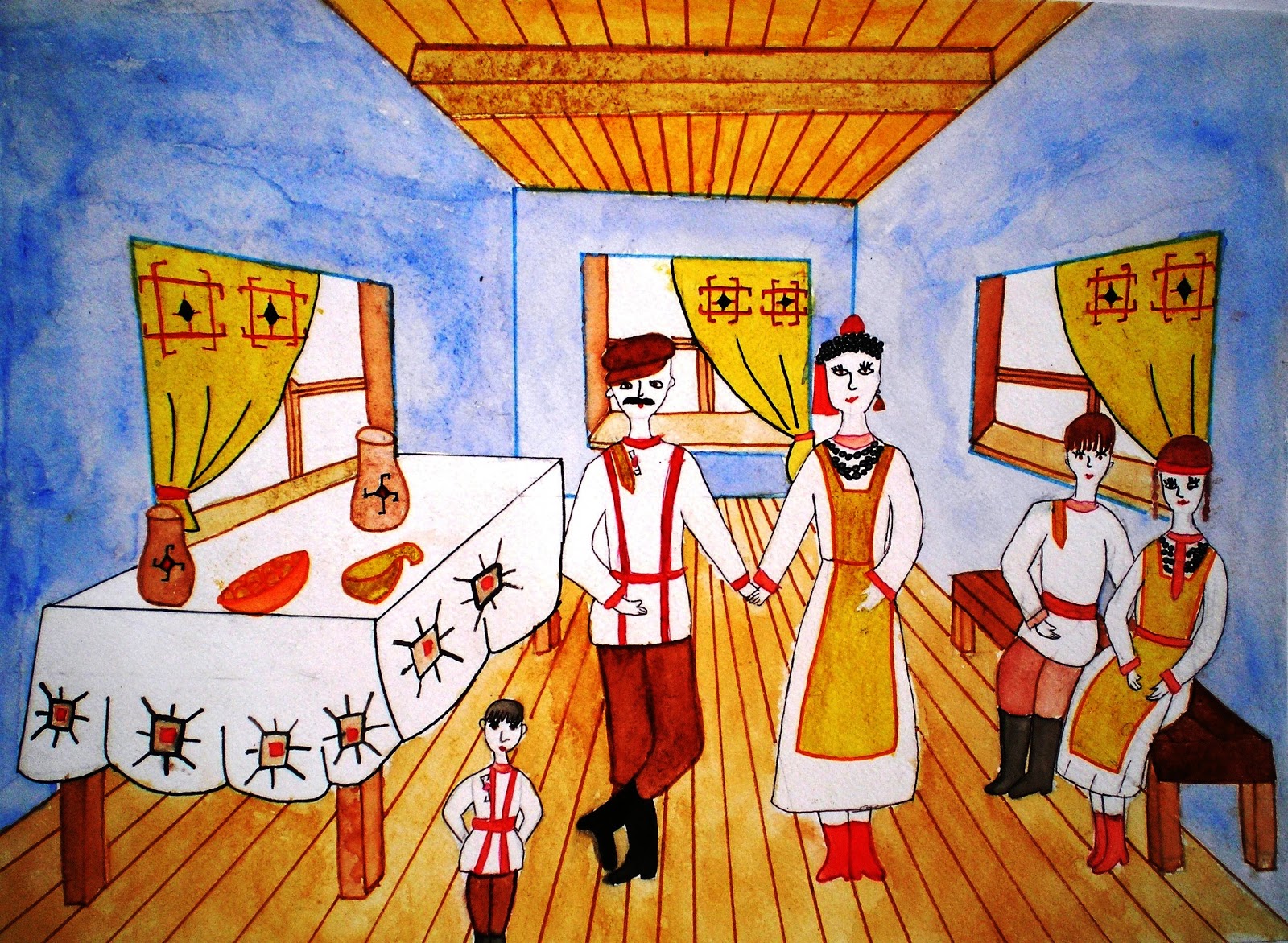 Чувашская изба рисунок