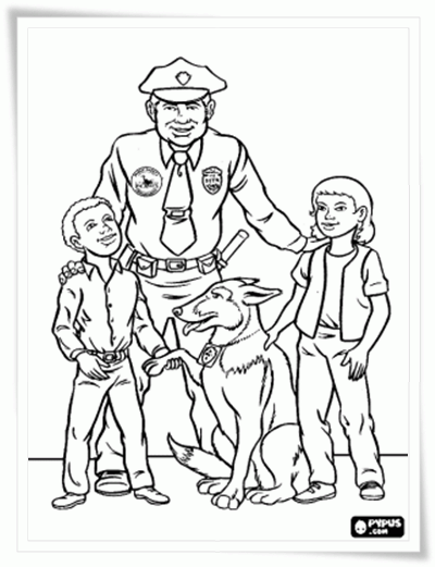 Brise Vue Bois: Ausmalbild Polizei