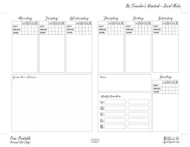 Social Media Planner Inserts | Free Printable for Traveler's Notebooks ...