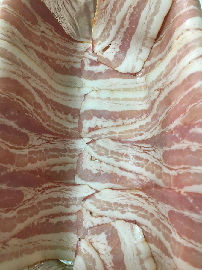 Pastel de pechuga de pollo, jamón york y bacon