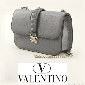Crown Princess Victoria style Valentino Gray Glam Lock Shoulder Bag