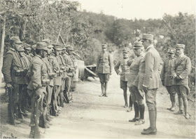 General Cadorno (fourth from the right) inspecting Italian troops ahead of the second Isonzo offensive