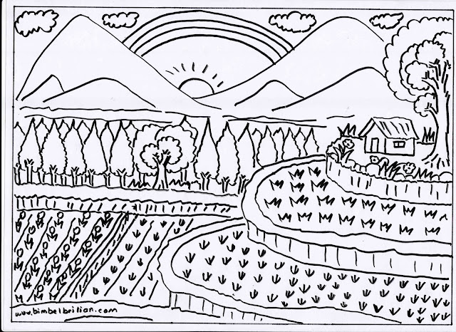 19 Gambar Pemandangan Hitam Putih Untuk Diwarnai Atau Dicontoh – Bimbel