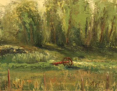 "Broken Axle" Plein Air, Wheeler Farm, July 23 2011 Recieved Honorable Mention Award