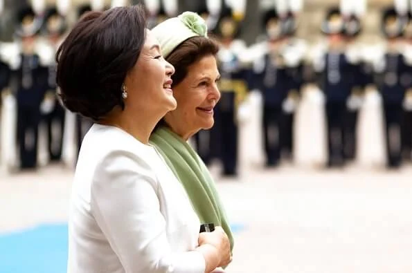 Crown Princess Victoria wore By Malina Ginger dress. Princess Sofia in By Malina. First Lady Kim Jung-sook, Queen Silvia