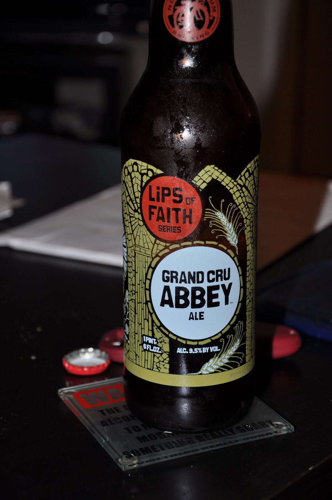 A man and his beer Grand Cru Abbey Ale by New Belgium Brewery