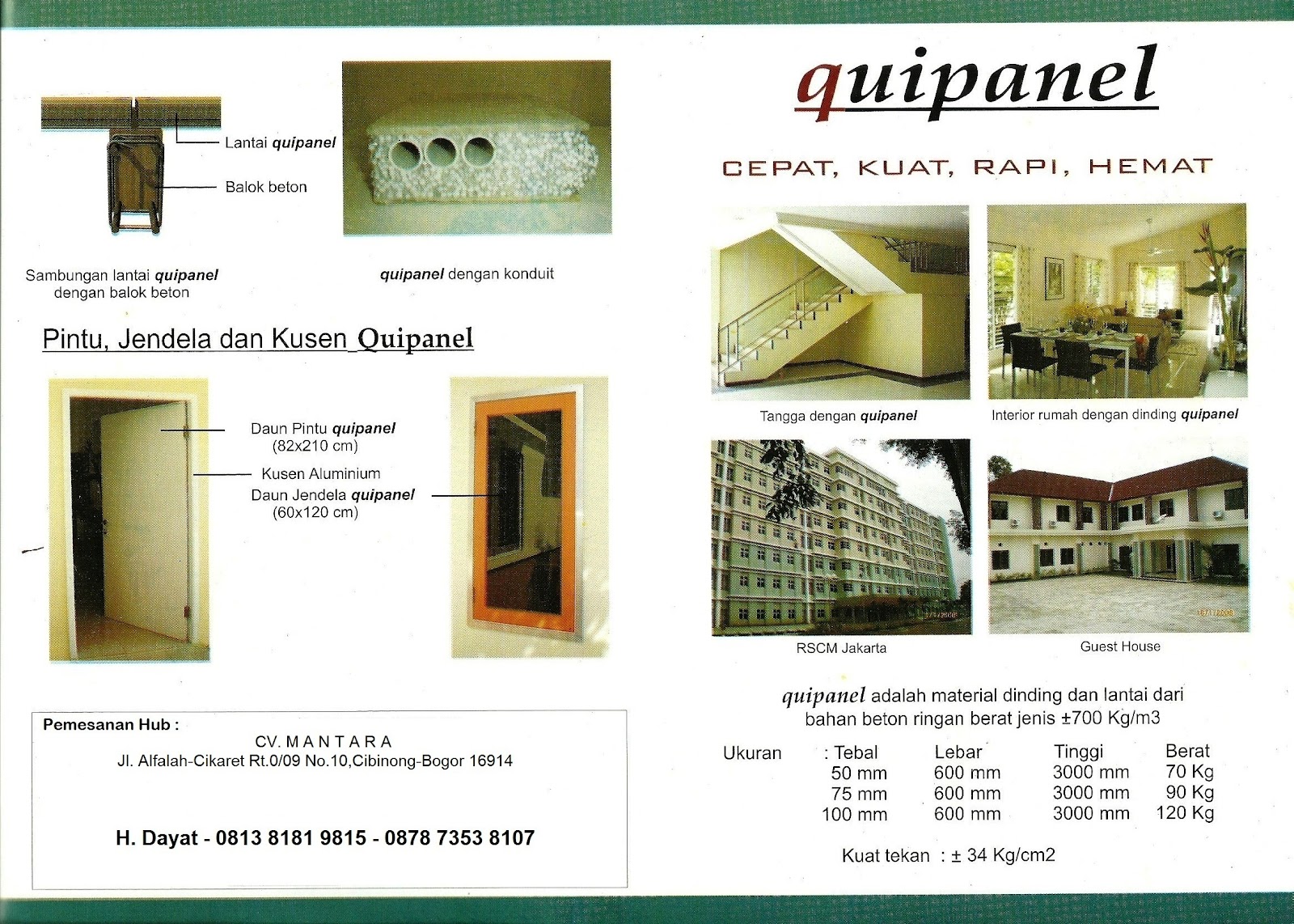 Qui Panel ( Dinding & Lantai Beton Ringan ): Dinding 