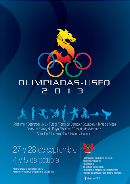 USFQ invita a toda su comunidad a participar en las Olimpiadas USFQ 2013 - 27 y 28 de septiembre, 4 y 5 de octubre