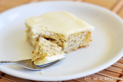 A moist, delicious cake full of banana flavor and topped with a divine browned butter frosting. Life-in-the-Lofthouse.com
