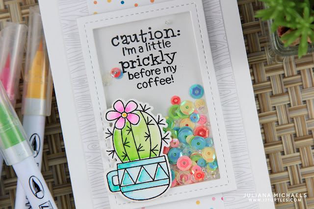 Prickly Before Coffee Shaker Card by Juliana Michaels featuring Newton's Nook Designs Cuppa Cactus