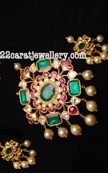 Uncut Diamond Pendant Sets with Ruby 