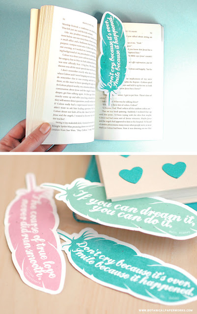 Printable feather bookmarks