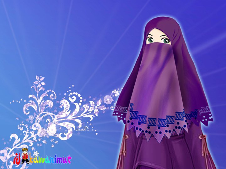 Hanna Blog Gambar Kartun Muslimah Ungu