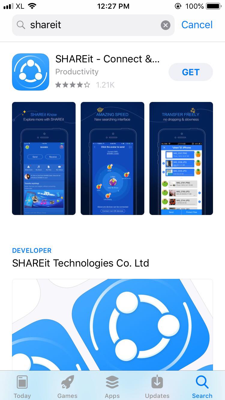 Передать shareit на айфон